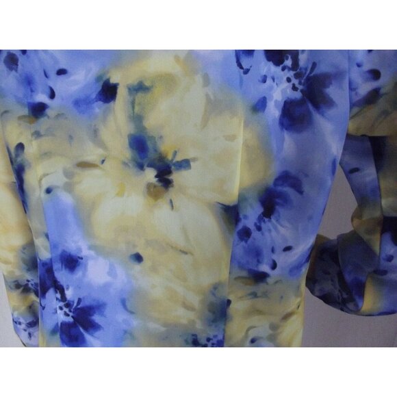 Evan Picone Shirt Tank Set Womens Sz12 Blouse Blue Yellow Button watercolor 2-pc - Picture 9 of 10